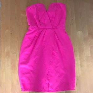 Lovecat Pink Strapless Mini Dress